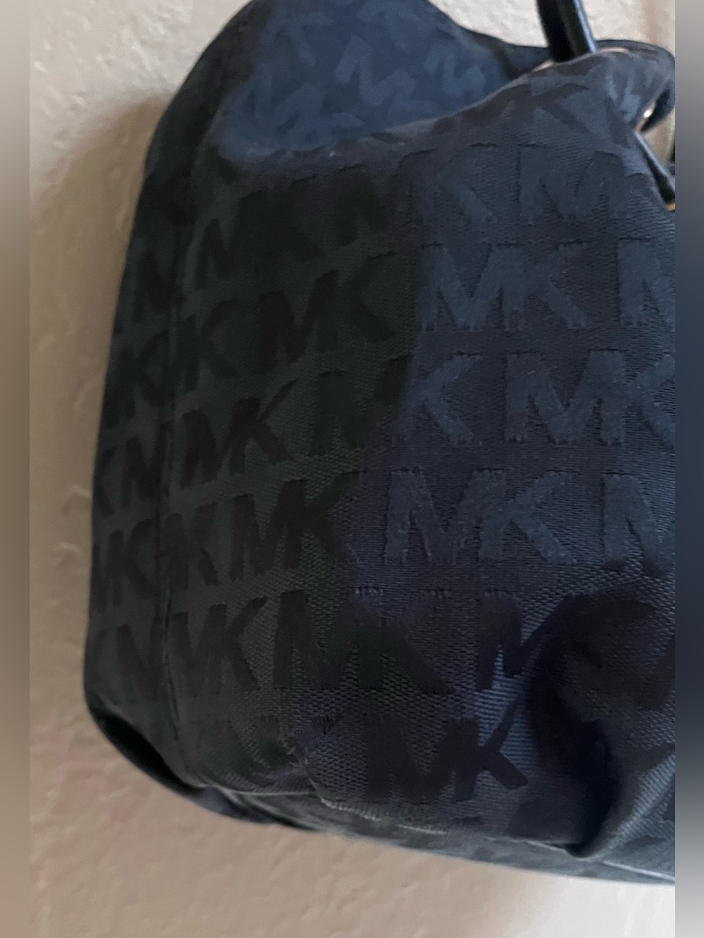 Michael Kors Navy MK Signature Tote with Tassel and MK Charm - Picture 12 of 15